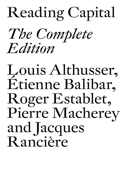Title details for Reading Capital by Louis Althusser - Available